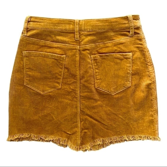 Love Tree Mini Skirt Womens Medium Corduroy Fitted Raw Frayed Hem Neutral Casual - Picture 2 of 3